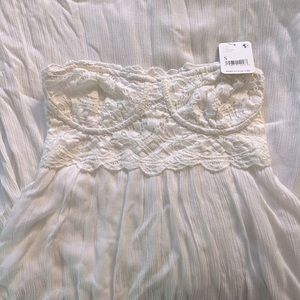 Free People Strapless Midi Dress Asymmetrical in White/Ivory Small